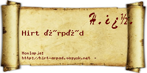 Hirt Árpád névjegykártya
